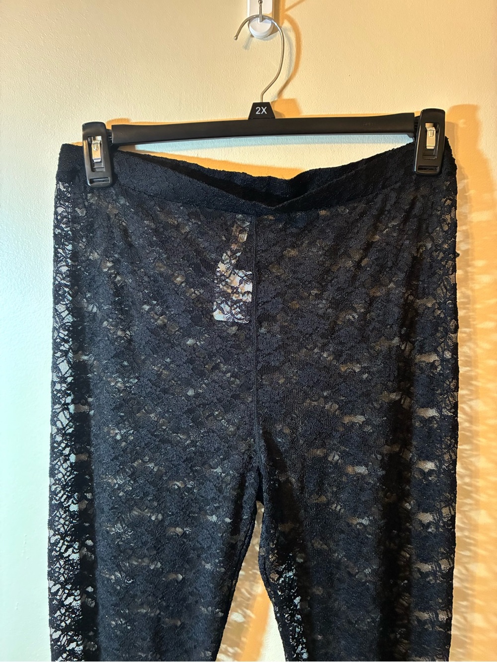 NWT Free People Black Floral Lace Leggings See-Through Club Rave Goth Metal Punk - Picture 6 of 9